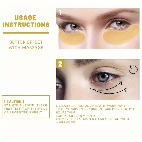 🆕 24K Golden Eye Masks, Hydrating Under Eye Patches, Collagen Hyaluronic Acid - Picture 2 of 8
